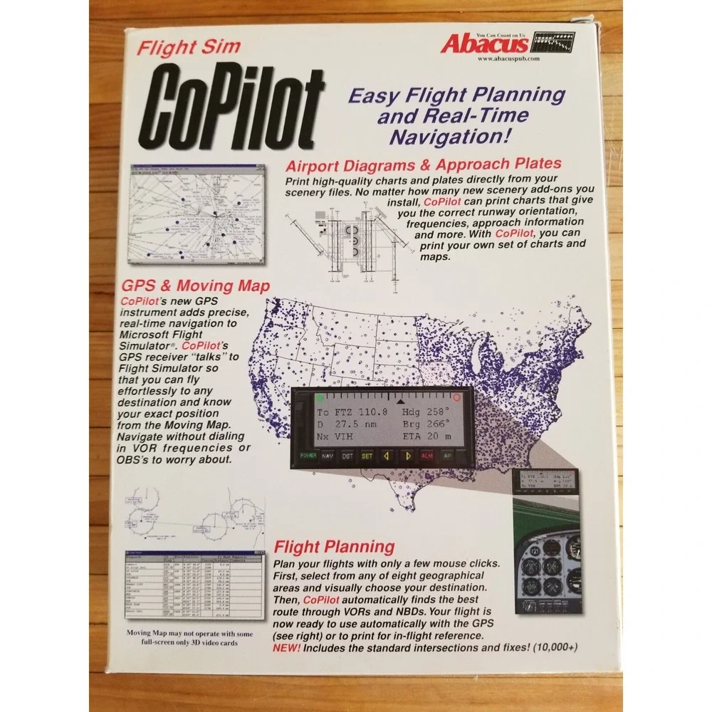 CoPilot Flight Sim Navigator PC CD-ROM Big Box Set Abacus Vintage Software FS5.1